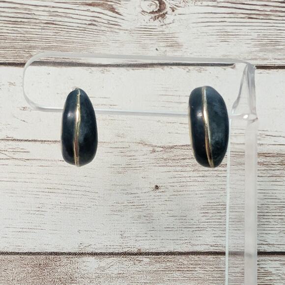 Vintage Jewelry - Vintage Earrings For Pierced Ears Dark Teal - Repair Needed